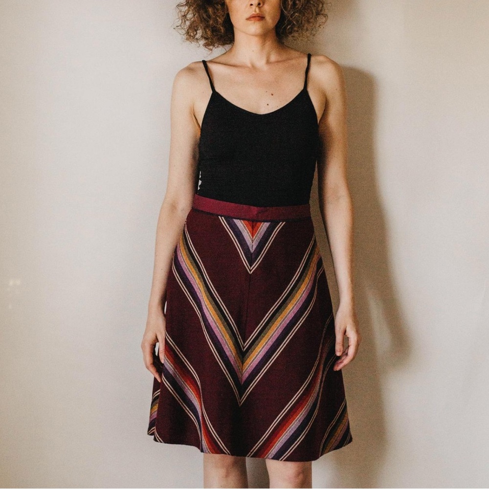 Anthropologie Edme & Esyllte Chic A-Line Skirt with Multicolor Chevron Stripes